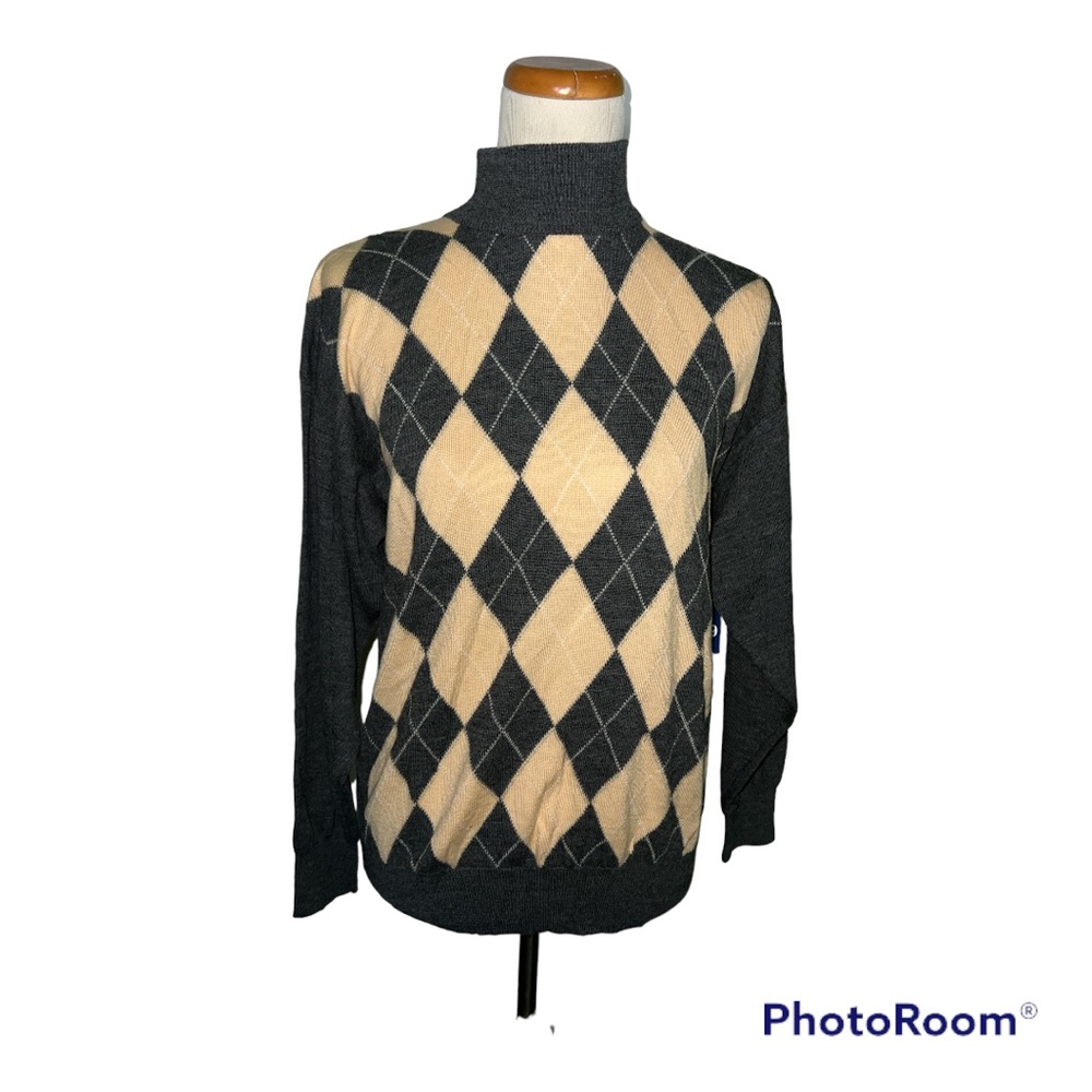 Brooks Brothers Large gray/yellow/white merino wool sweater New Without Tags